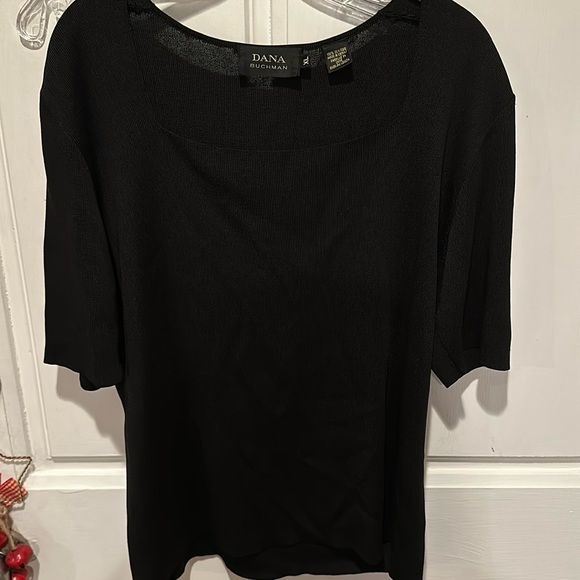 Vintage designer Dana Buchman top, black, sz XL, beautiful! 😻 ✨👚🍾 - Picture 2 of 6